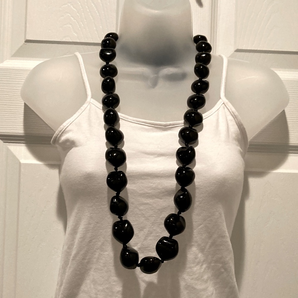 Black Hawaiian Macadamia Nut necklace, 35”